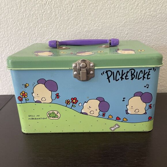 Vintage Picke Bicke Tin Lunch Box Sanrio Co. LTD 1995 LTD Trinkets Storage Rare - Picture 1 of 16